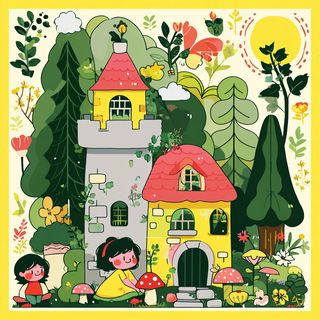 The Yellow Margin Studio style, Midjourney V7: retro fairy-tale illustration