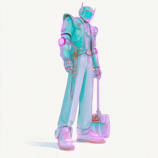Prism Crucible style, Midjourney V7: concept art character design of retropunk steam knight