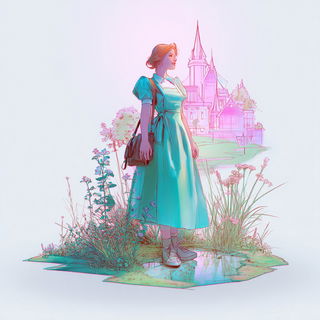 Prism Crucible style, Midjourney V7: retro fairy-tale illustration