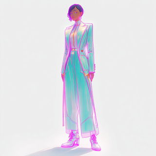 Prism Crucible style, Midjourney V7: haute-couture fashion outfit