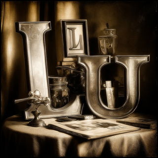 Sepulcher Velvetism style, Midjourney V7: typographic composition with large letters