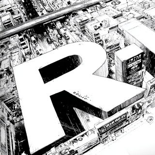 Linoclast Megascapes style, Midjourney V7: typographic composition with large letters