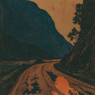 Ocheredrune style, Midjourney V7: realistic landscape photograph of quiet dawn
