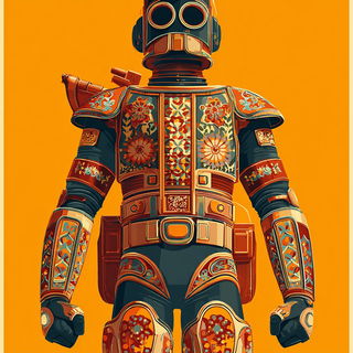 Floral Thunder style, Midjourney V7: concept art character design of retropunk steam knight