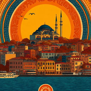 Floral Thunder style, Midjourney V7: bold minimalist logo design for Istanbul city municipal services
