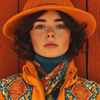 Floral Thunder style, Midjourney V7: photographic portrait of female protagonist
