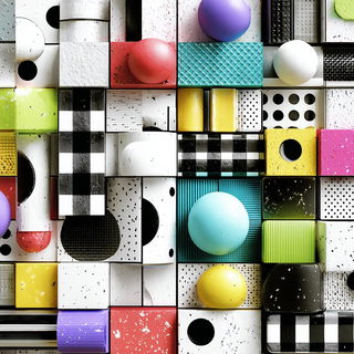 Dovetail Blockworld style, Midjourney V7: abstract 3D render