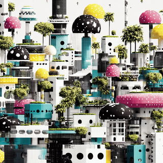 Dovetail Blockworld style, Midjourney V7: megacity with futuristic bioarchitecture
