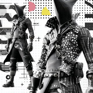 Dovetail Blockworld style, Midjourney V7: concept art character design of retropunk steam knight