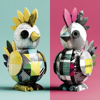Dovetail Blockworld style, Midjourney V7: traditional folk art