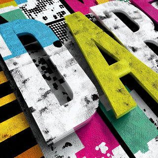 Dovetail Blockworld style, Midjourney V7: typographic composition with large letters