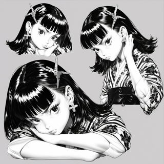 Tidebound Classicism style, Midjourney V7: black-and-white manga comic strip