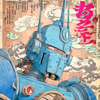 Kitsune Inkstorm style, Midjourney V7: concept art character design of retropunk steam knight
