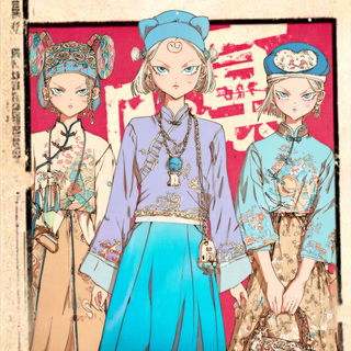 Kitsune Inkstorm style, Midjourney V7: haute-couture fashion outfit