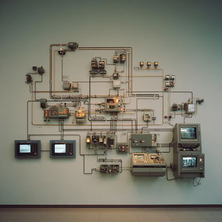 Motelsaurica style, Midjourney V7: technical infrastructure blueprint schematics