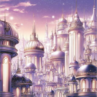 Collage Celestial Palaces style, Midjourney V7: megacity with futuristic bioarchitecture