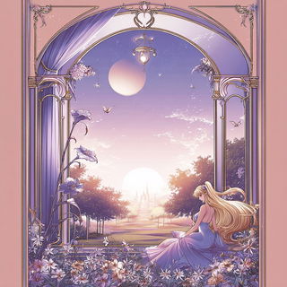 Collage Celestial Palaces style, Midjourney V7: retro fairy-tale illustration