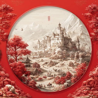 Pagodrome style, Midjourney V7: retro fairy-tale illustration