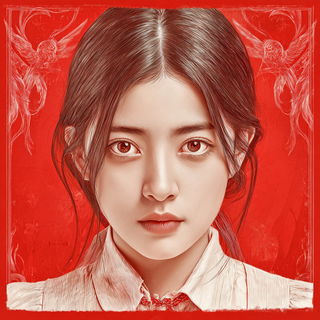 Pagodrome style, Midjourney V7: photographic portrait of female protagonist