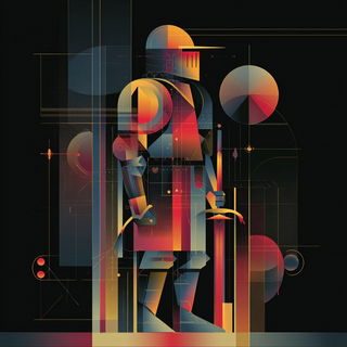 Penumbracircuit style, Midjourney V7: concept art character design of retropunk steam knight