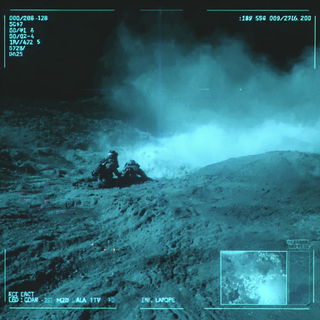 Infrared Midwayism style, Midjourney V7: cinematic shot from sci-fi movie