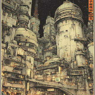Chromacog style, Midjourney V7: megacity with futuristic bioarchitecture