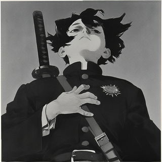 Chromacog style, Midjourney V7: black-and-white manga comic strip
