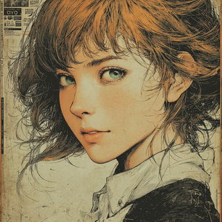 Chromacog style, Midjourney V7: photographic portrait of female protagonist
