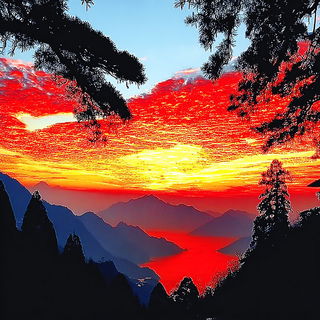 Cranehalo style, Midjourney V7: realistic landscape photograph of quiet dawn