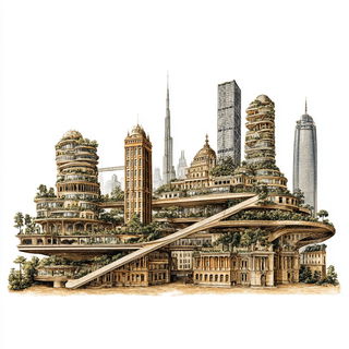 Limestone Anatomies style, Midjourney V7: megacity with futuristic bioarchitecture