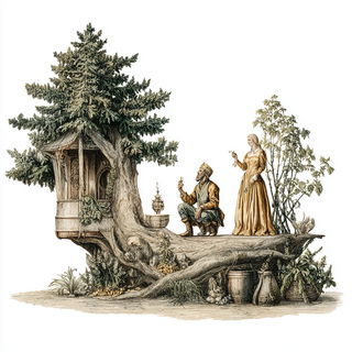 Limestone Anatomies style, Midjourney V7: retro fairy-tale illustration