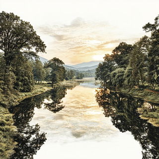 Limestone Anatomies style, Midjourney V7: realistic landscape photograph of quiet dawn