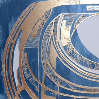 Indigo Arabesque style, Midjourney V7: abstract 3D render