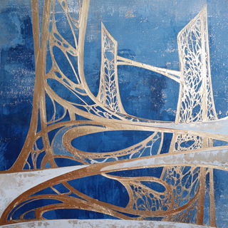 Indigo Arabesque style, Midjourney V7: megacity with futuristic bioarchitecture