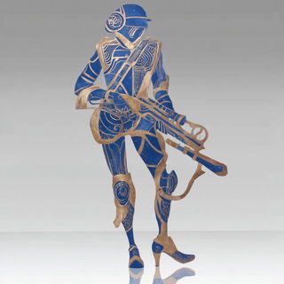 Indigo Arabesque style, Midjourney V7: concept art character design of retropunk steam knight