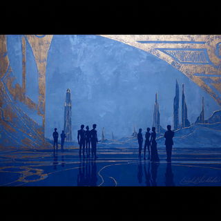 Indigo Arabesque style, Midjourney V7: cinematic shot from sci-fi movie