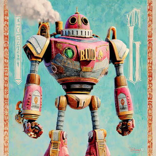 Turquoiseraphic style, Midjourney V7: concept art character design of retropunk steam knight