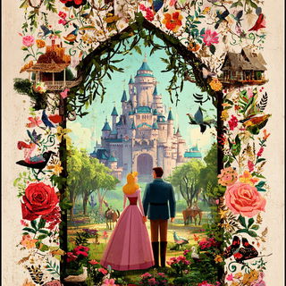 Turquoiseraphic style, Midjourney V7: retro fairy-tale illustration