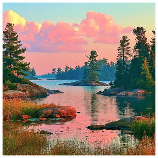 Turquoiseraphic style, Midjourney V7: realistic landscape photograph of quiet dawn