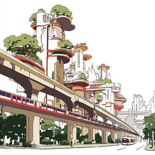 Pagodacel style, Midjourney V7: megacity with futuristic bioarchitecture
