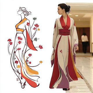 Pagodacel style, Midjourney V7: haute-couture fashion outfit