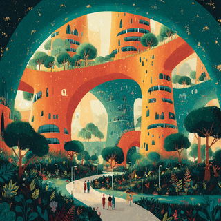 Junglebaroque style, Midjourney V7: megacity with futuristic bioarchitecture