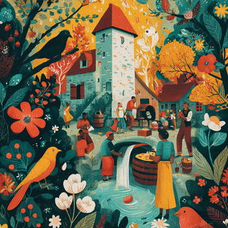 Junglebaroque style, Midjourney V7: traditional folk art