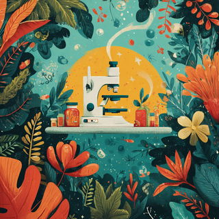 Junglebaroque style, Midjourney V7: editorial illustration for popular scientific magazine cover