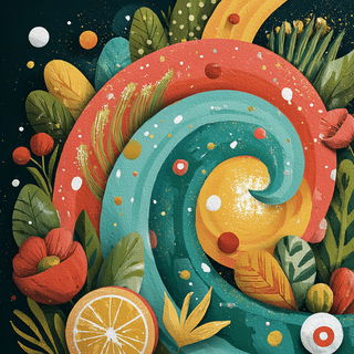 Junglebaroque style, Midjourney V7: creative pattern composition