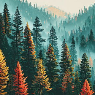 Junglebaroque style, Midjourney V7: realistic landscape photograph of quiet dawn