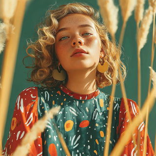 Junglebaroque style, Midjourney V7: photographic portrait of female protagonist