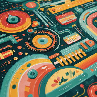 Junglebaroque style, Midjourney V7: technical infrastructure blueprint schematics