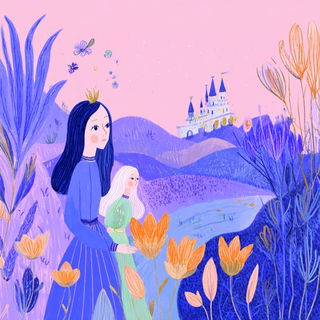Crayon Cosmogony style, Midjourney V7: retro fairy-tale illustration