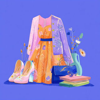 Crayon Cosmogony style, Midjourney V7: haute-couture fashion outfit